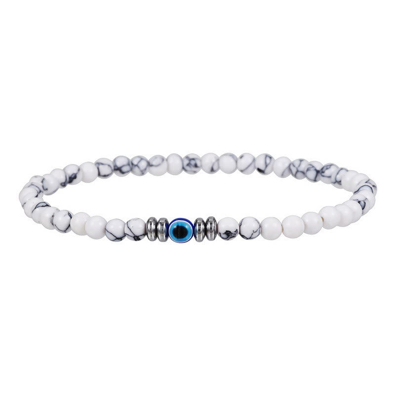 Men's 4mm Natural Stone Evil Eye Bead Bracelet - Thor-White Turquoise-State of Style
