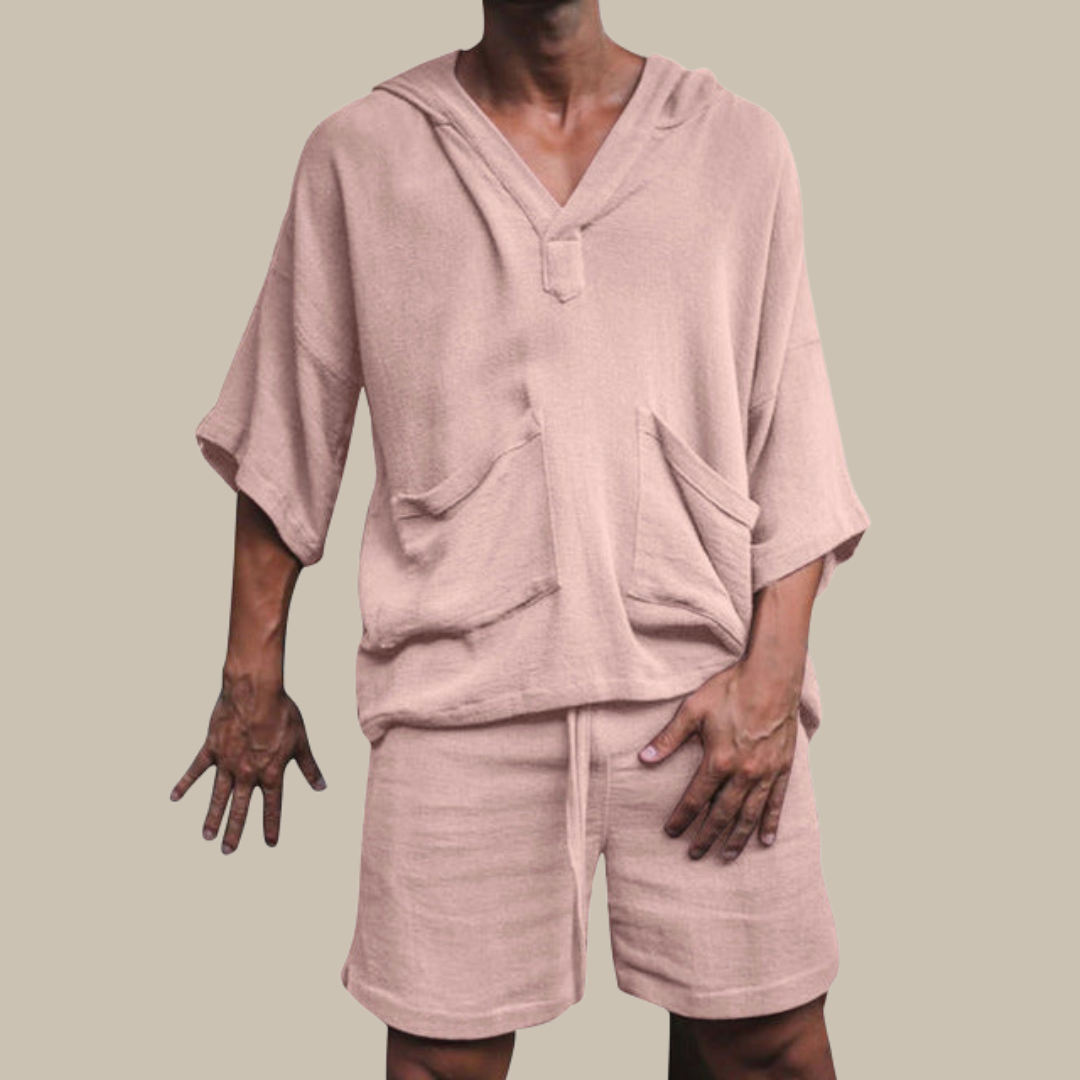 Men’s Bali Boho Two-Piece Set | Shirt & Shorts-Pink-M-State of Style