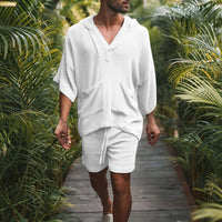 Men’s Bali Boho Two-Piece Set | Shirt & Shorts-White-M-State of Style