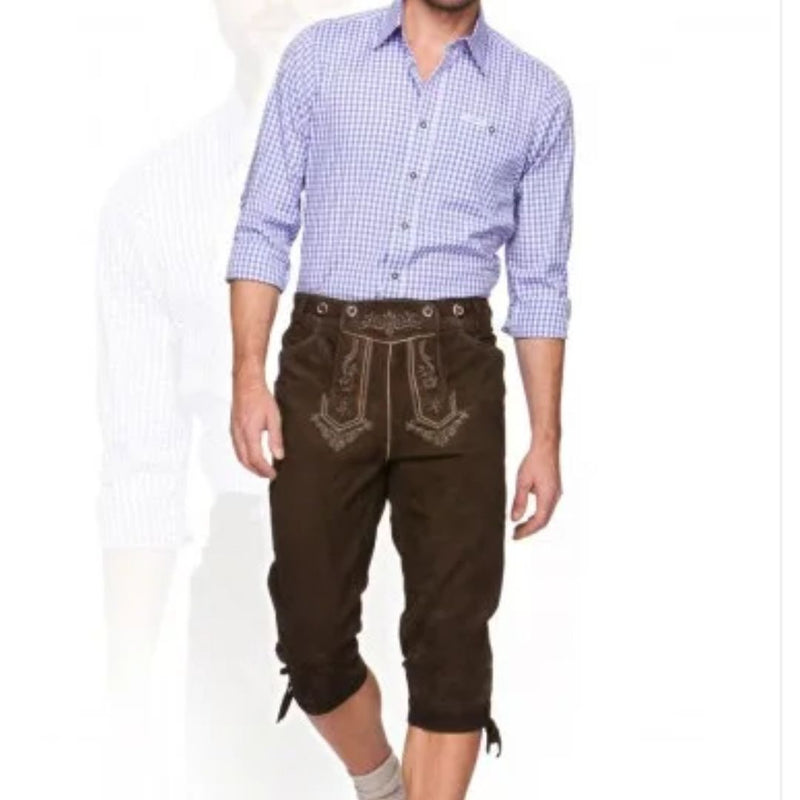 Men’s Bavarian Leather Pants Warren – Premium Oktoberfest Attire-Brown-S-State of Style