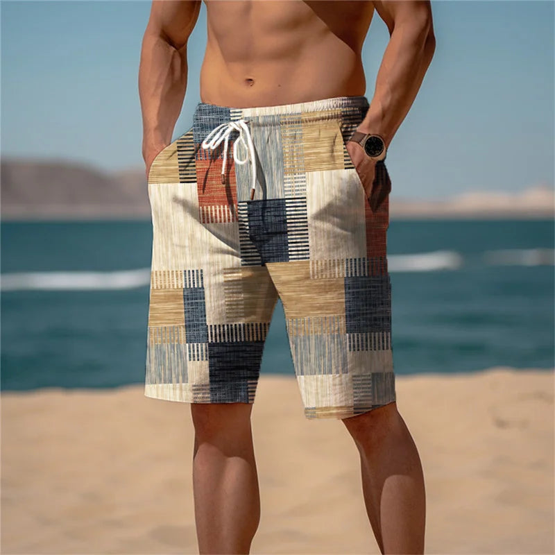 Men's Beach Shorts Cotton 3D Print Breathable Summer Look - Jamal-Minimalistic mixed colour-S-State of Style
