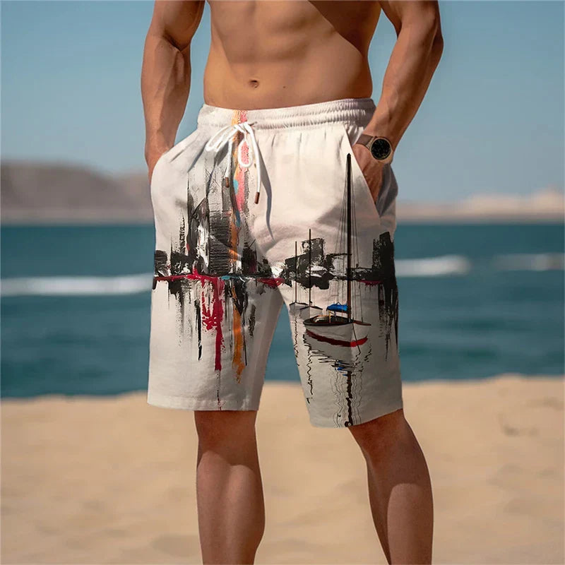 Men's Beach Shorts Cotton 3D Print Breathable Summer Look - Jamal-Printed mixed summer ankle boots-S-State of Style