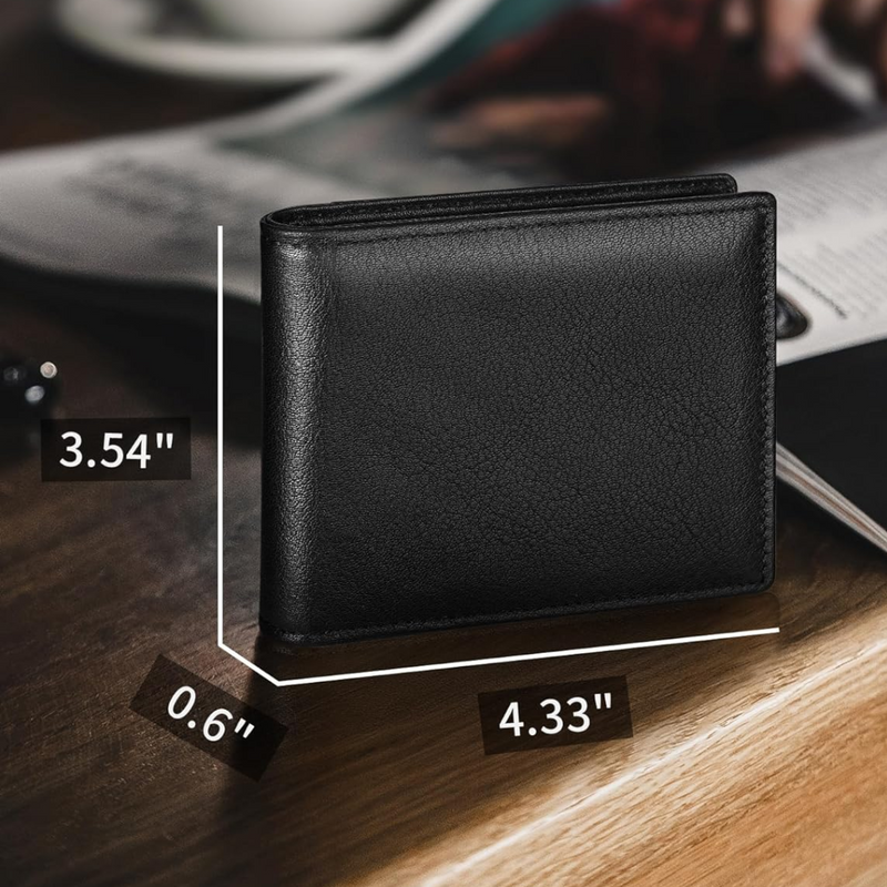 Men's Bifold Genuine Leather RFID Blocking Wallet - StitchCraft-Black-State of Style