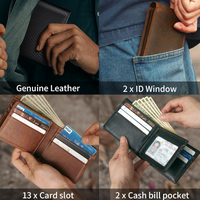 Men's Bifold Genuine Leather RFID Blocking Wallet - StitchCraft-Black-State of Style