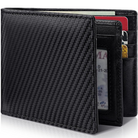 Men's Bifold Genuine Leather RFID Blocking Wallet - StitchCraft-Carbon black-State of Style