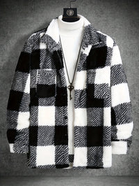 Men's Black and White Checked Fleece Jacket - Riley-S-State of Style