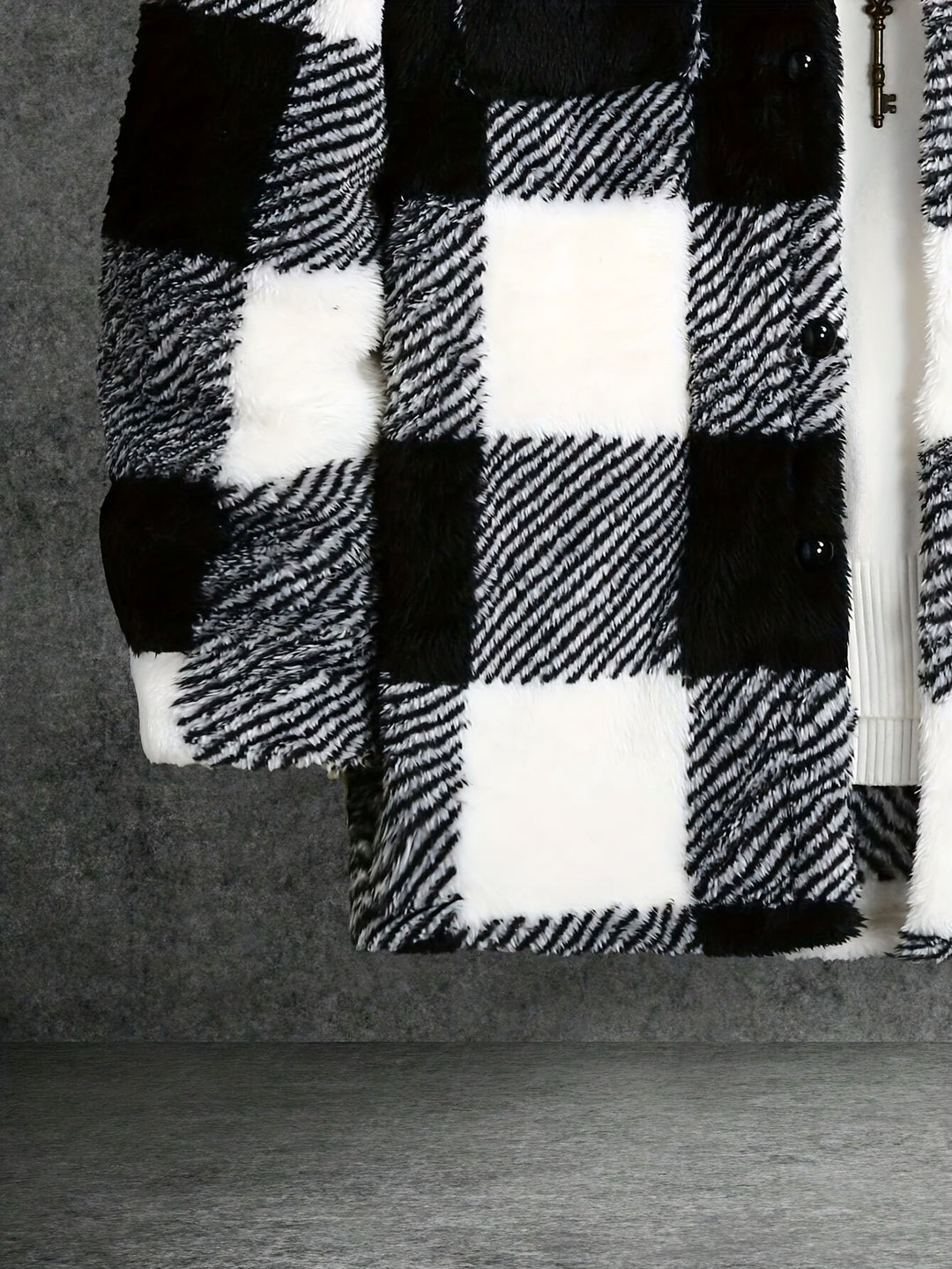 Men's Black and White Checked Fleece Jacket - Riley-S-State of Style