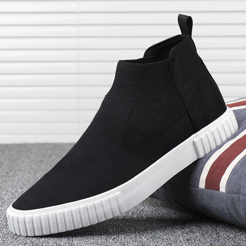 Men's Canvas Sneakers with High-Top Design – Lennard-Black Red-6-State of Style