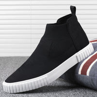 Men's Canvas Sneakers with High-Top Design – Lennard-Black Red-6-State of Style