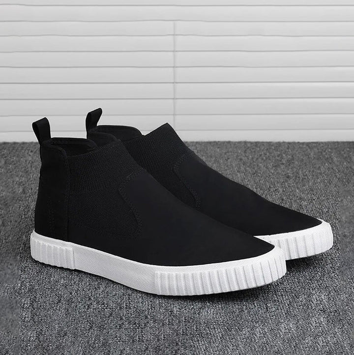Men's Canvas Sneakers with High-Top Design – Lennard-Black Red-6-State of Style