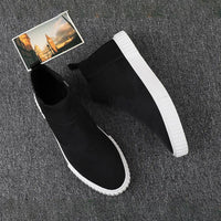 Men's Canvas Sneakers with High-Top Design – Lennard-Black Red-6-State of Style