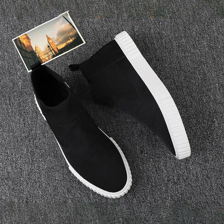 Men's Canvas Sneakers with High-Top Design – Lennard-Black Red-6-State of Style