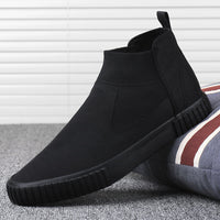 Men's Canvas Sneakers with High-Top Design – Lennard-Black Red-6-State of Style