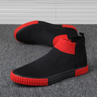 Men's Canvas Sneakers with High-Top Design – Lennard-Black Red-6-State of Style