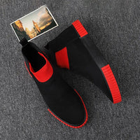 Men's Canvas Sneakers with High-Top Design – Lennard-Black Red-6-State of Style