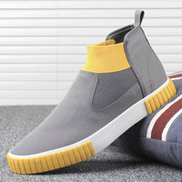 Men's Canvas Sneakers with High-Top Design – Lennard-Black Red-6-State of Style