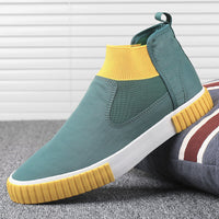 Men's Canvas Sneakers with High-Top Design – Lennard-Black Red-6-State of Style