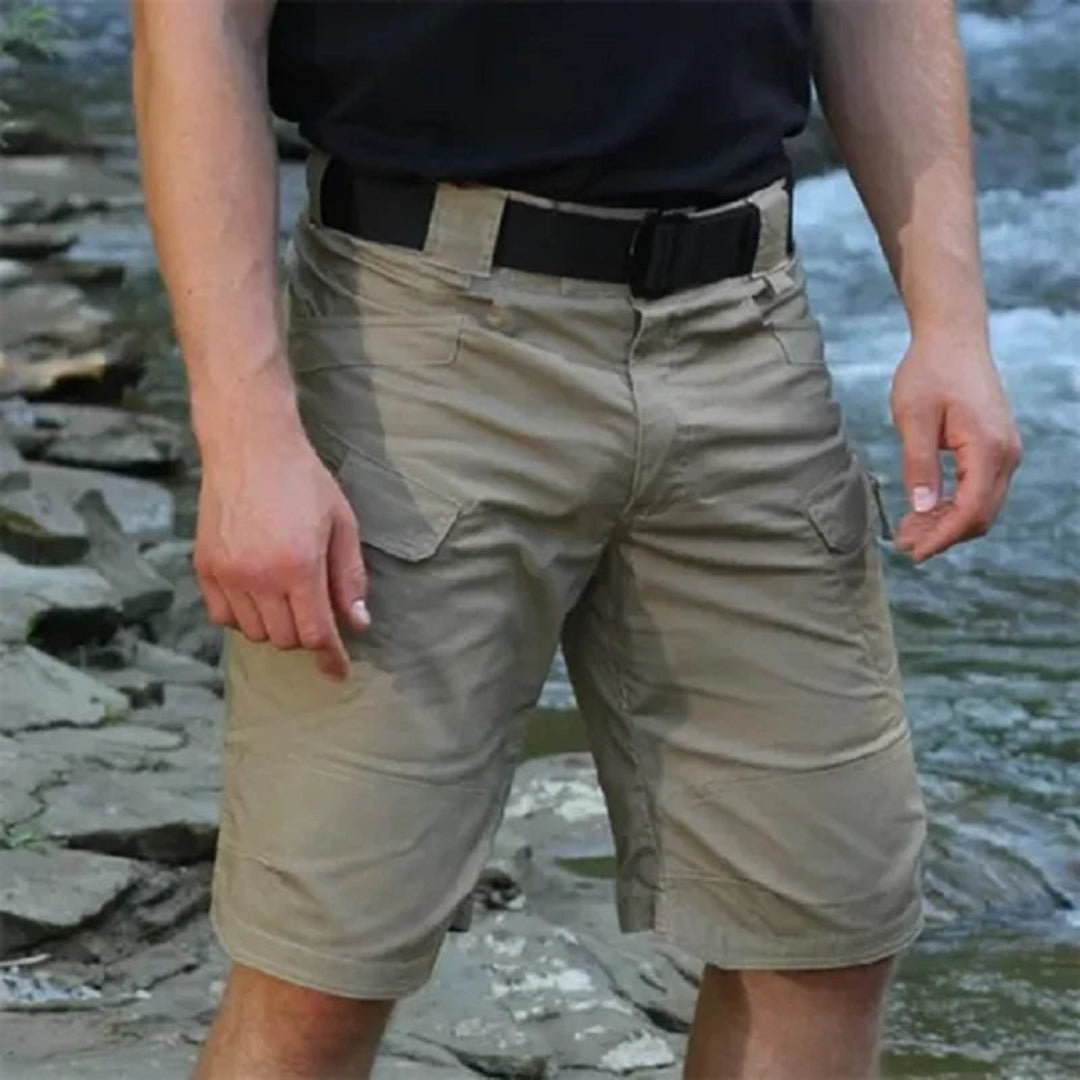 Men's cargo shorts with 7 pockets & free belt – Taro-Black + Belt-S-State of Style