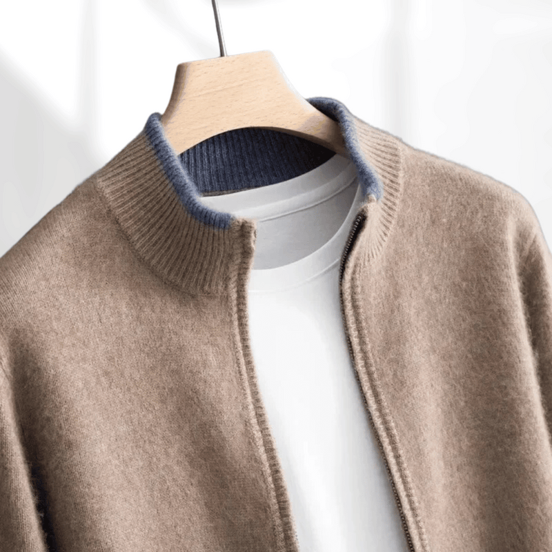 Men's Cashmere Zip Jacket – Laurent-Khaki-S-State of Style