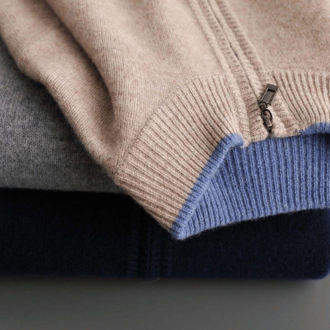 Men's Cashmere Zip Jacket – Laurent-Khaki-S-State of Style