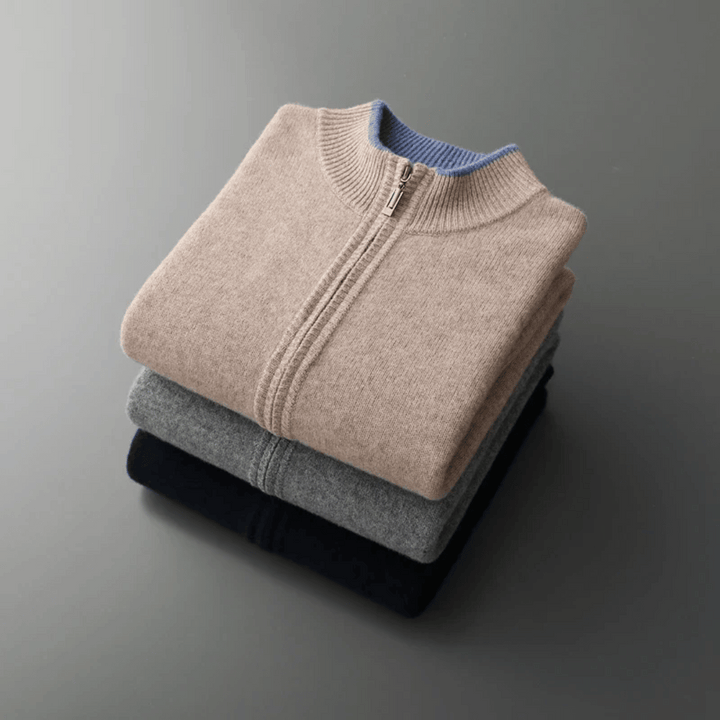 Men's Cashmere Zip Jacket – Laurent-Khaki-S-State of Style