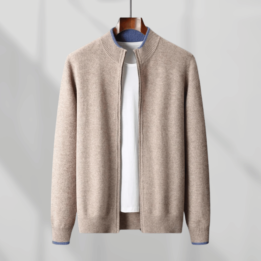 Men's Cashmere Zip Jacket – Laurent-Khaki-S-State of Style