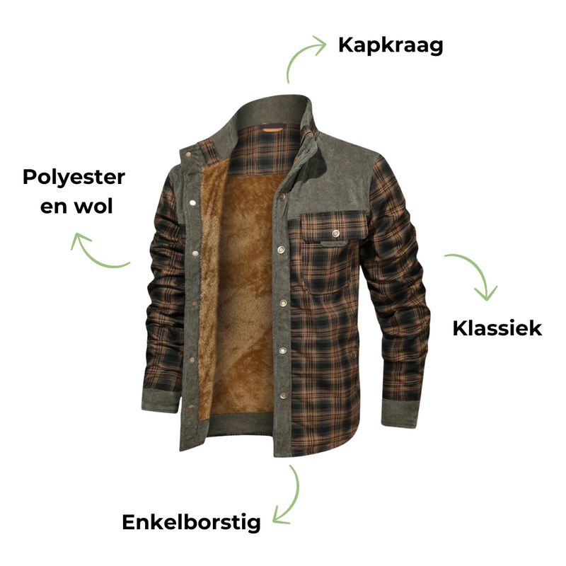 Men’s Checked Outdoor Jacket - Mason-Army Green-S-State of Style