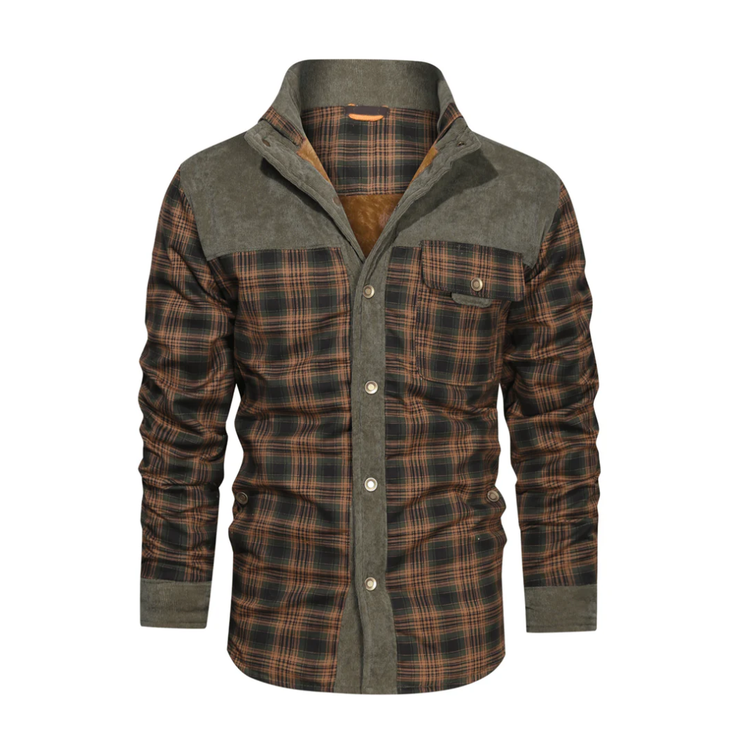 Men’s Checked Outdoor Jacket - Mason-Army Green-S-State of Style