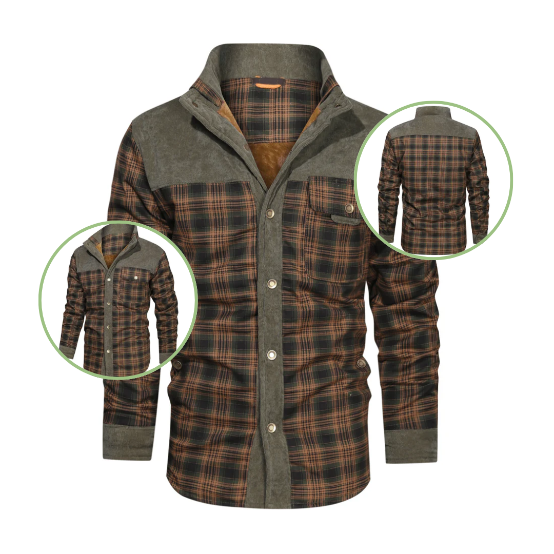 Men's Checked Outdoor Jacket - Mason-Olive Green-S-State of Style