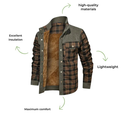 Men's Checked Outdoor Jacket - Mason-Olive Green-S-State of Style