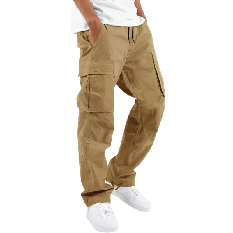 Men's Cotton Cargo Joggers - Arno-Khaki-S-State of Style