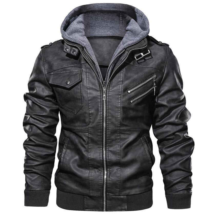 Men's Faux Leather Biker Jacket – Dane-Black-S-State of Style