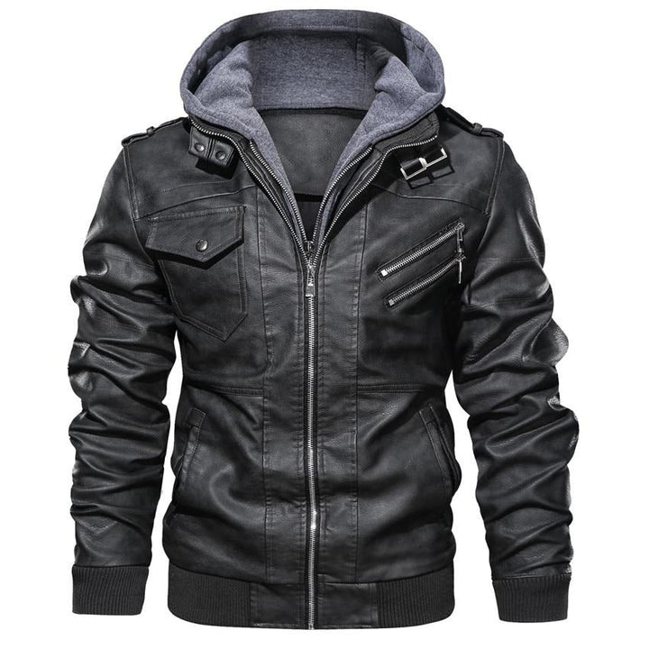 Men's Faux Leather Biker Jacket – Dane-Black-S-State of Style