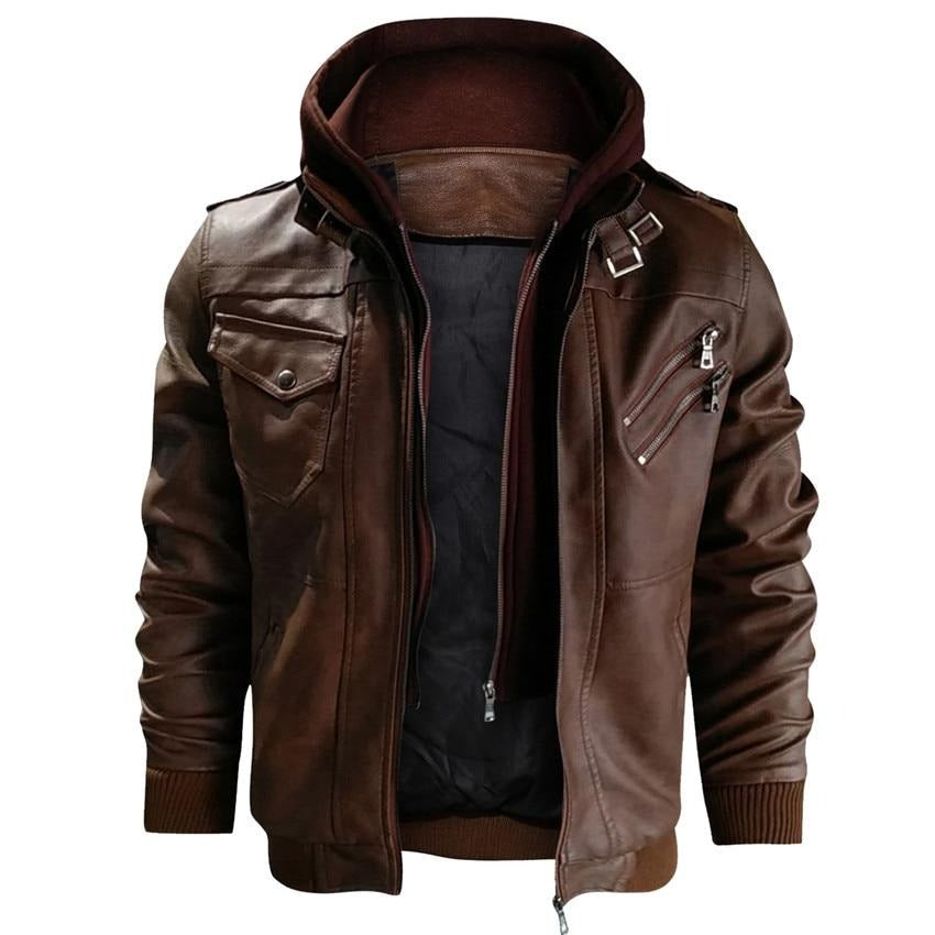 Men's Faux Leather Biker Jacket – Dane-Brown-S-State of Style