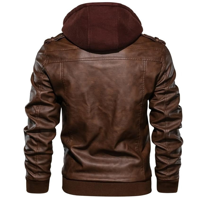 Men's Faux Leather Biker Jacket – Dane-Brown-S-State of Style