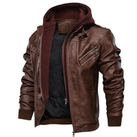 Men's Faux Leather Biker Jacket – Dane-Brown-S-State of Style
