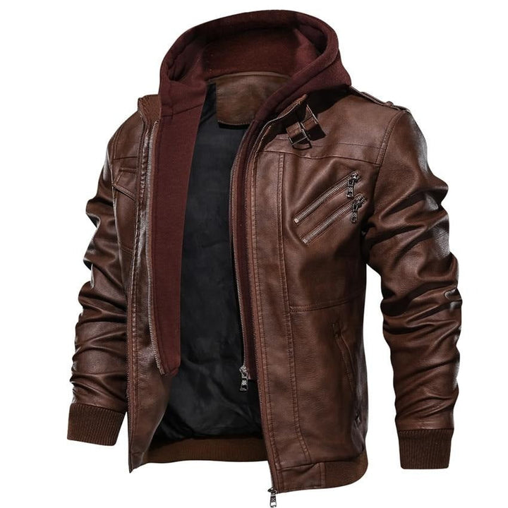 Men's Faux Leather Biker Jacket – Dane-Brown-S-State of Style