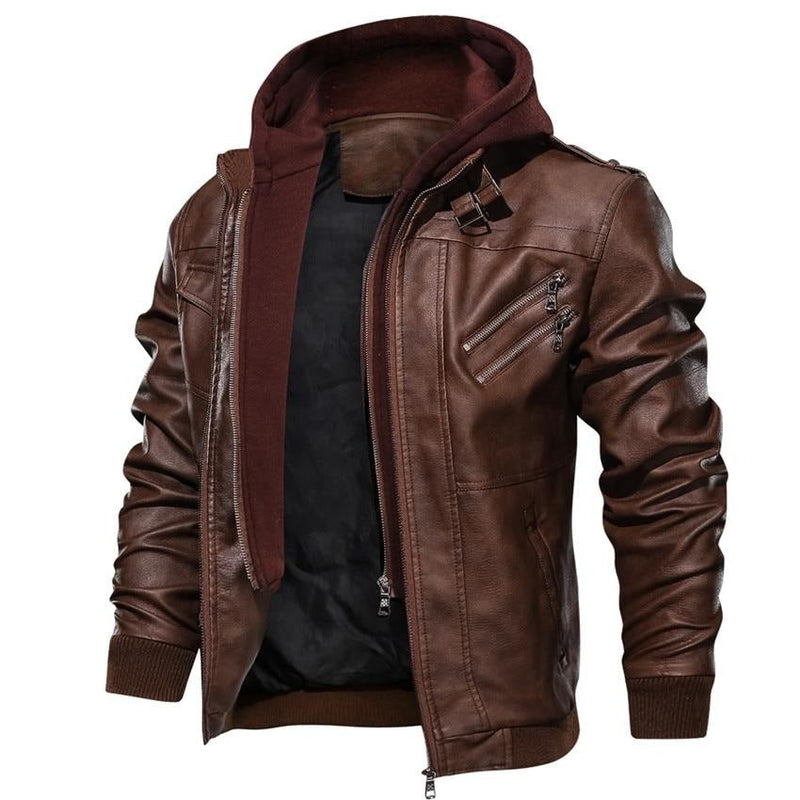 Men's Faux Leather Biker Jacket – Dane-Brown-S-State of Style