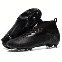 Men's Football Boots with Grip & High Ankle Design – Dario-Black-7-State of Style
