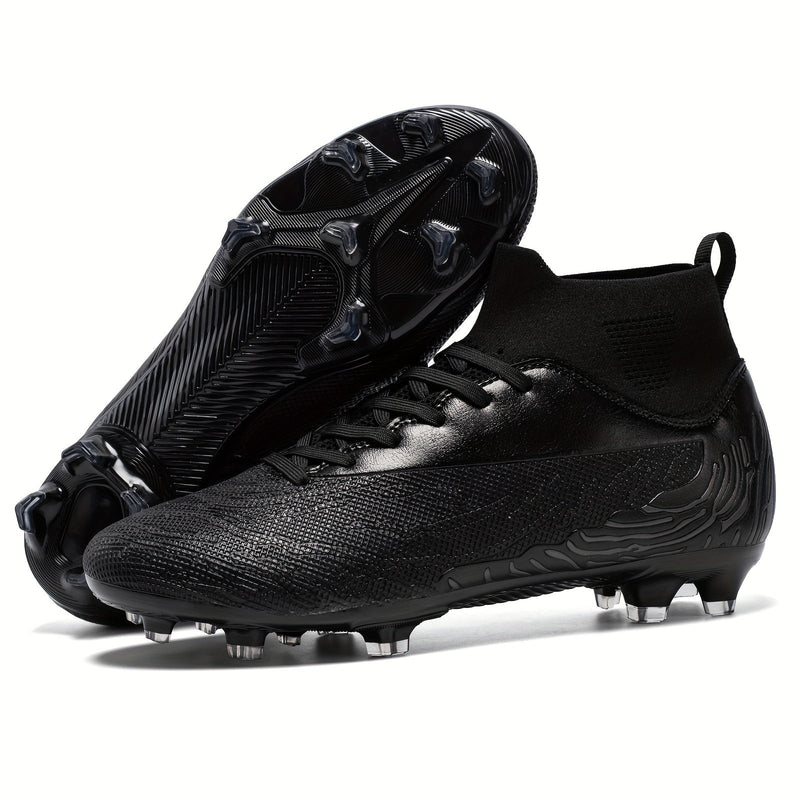Men's Football Boots with Grip & High Ankle Design – Dario-Black-7-State of Style