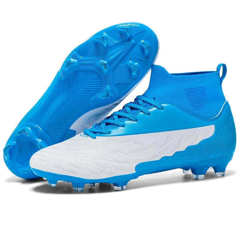 Men's Football Boots with Grip & High Ankle Design – Dario-Blue White-7-State of Style
