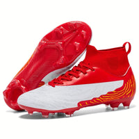 Men's Football Boots with Grip & High Ankle Design – Dario-Red White-7-State of Style