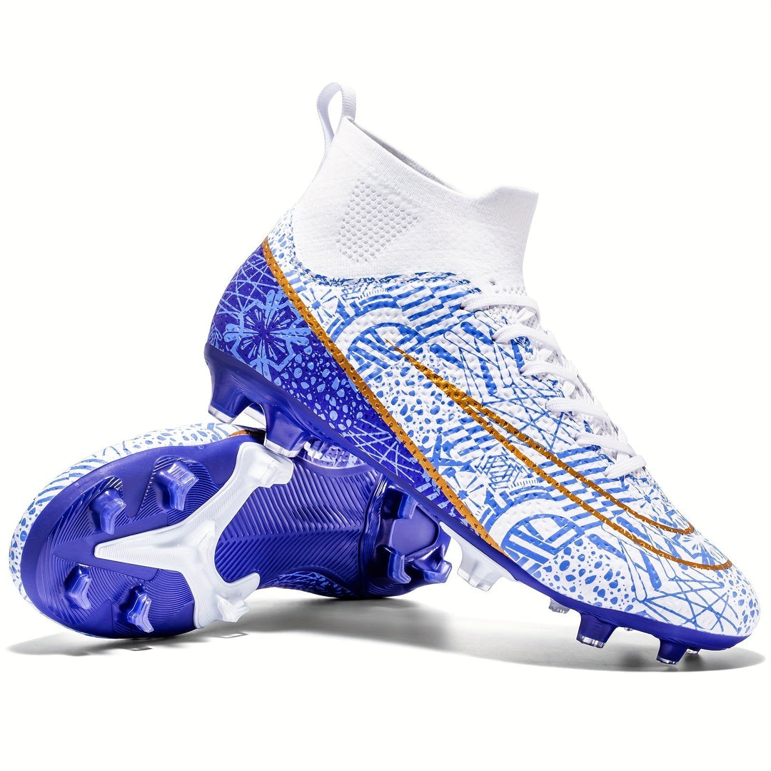 Men's Football Boots with Grip & High Ankle Design – Dario-White Blue-7-State of Style