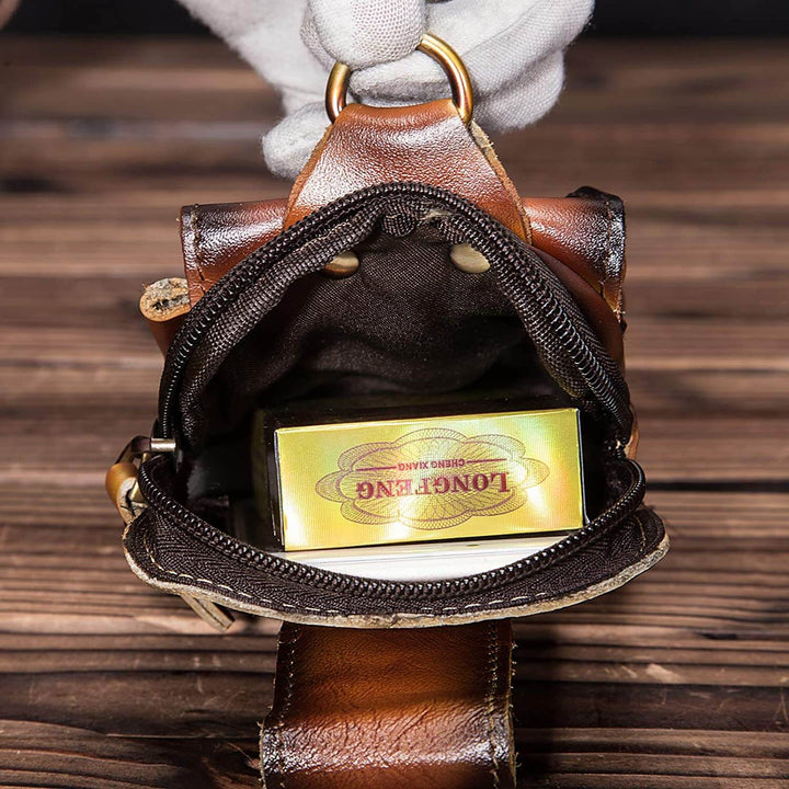 Men's High-Quality Leather Waist Bag - Guardian Leather-Dark Brown-State of Style