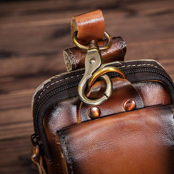 Men's High-Quality Leather Waist Bag - Guardian Leather-Dark Brown-State of Style