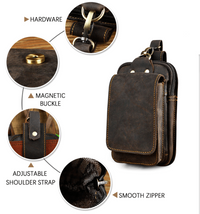 Men's High-Quality Leather Waist Bag - Guardian Leather-Dark Brown-State of Style