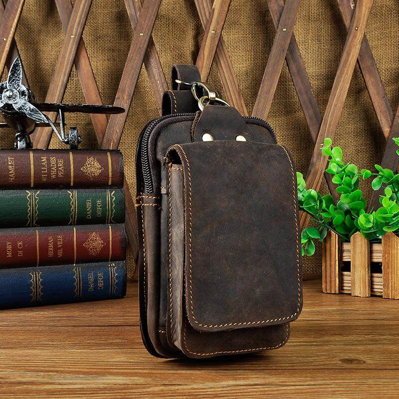 Men's High-Quality Leather Waist Bag - Guardian Leather-Dark Brown-State of Style