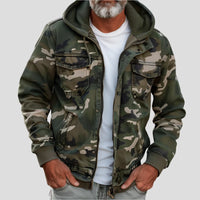 Men's hooded jacket in camouflage look – Bruno-Dark green-XS-State of Style