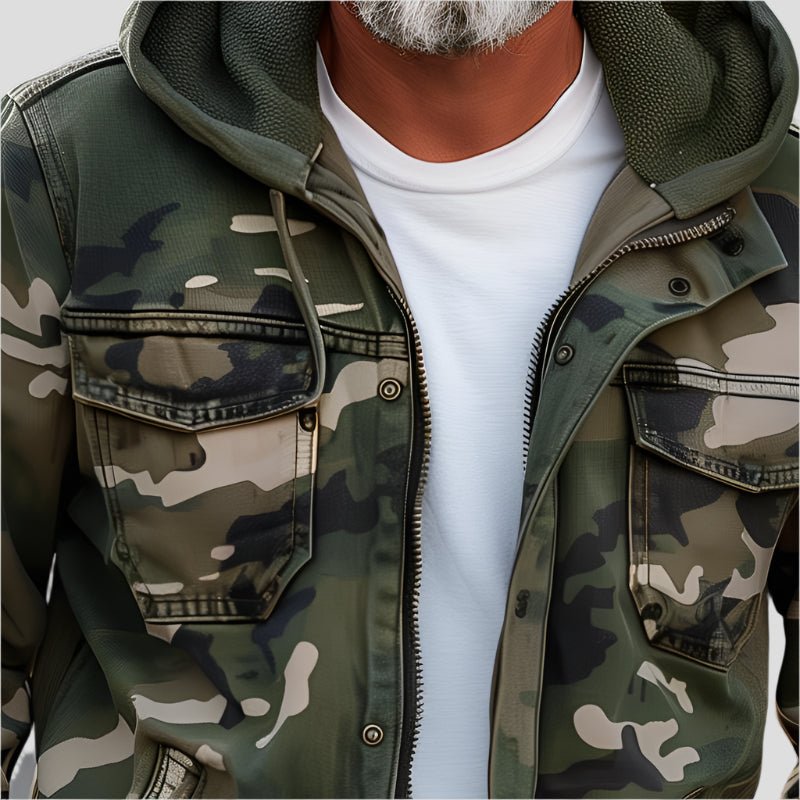 Men's hooded jacket in camouflage look – Bruno-Gray-XS-State of Style