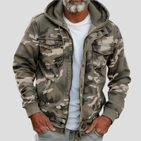 Men's hooded jacket in camouflage look – Bruno-Khaki-XS-State of Style